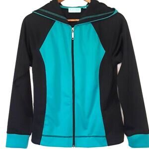 Silverware Womens Sz M Full Zipper Blue/Green Colorblock Lightweight Jacket